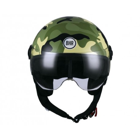 CASCO DEMI-JET ONE 801 CAMOUFLAGE VERDE OPACO BHR