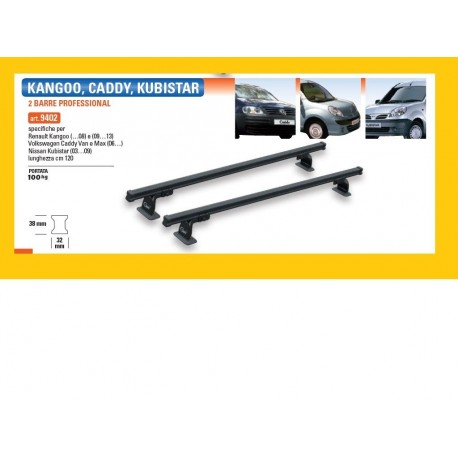 BARRE PORTATUTTO GEV 9402 2 BARRE PROFESSIONAL RENAULT KANGOO -08 E 09-13 VOLKSWAGEN CADDY VAN E MAX 06- NISSAN KUBISTAR 03-09