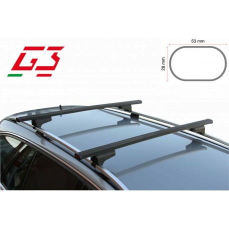 BARRE PORTATUTTO PORTAPACCHI RENAULT KADJAR DAL 2015 CON RAILING CORRIMANO BASSO MARCA G3 UNIVERSAL CLOP 130CM NERE ACCIAIO