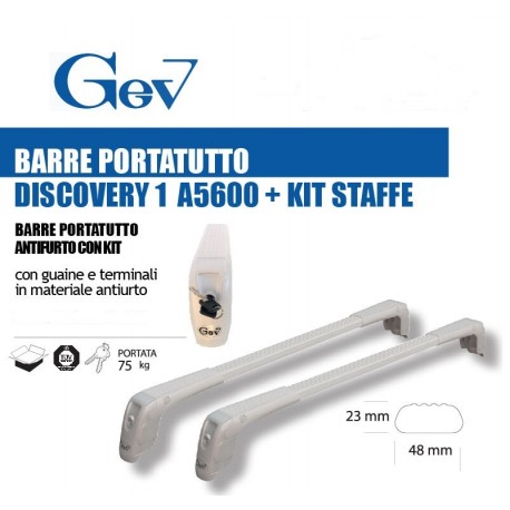 BARRE PORTATUTTO PORTAPACCHI GEV 5600 NERE MODELLO DISCOVERY 1 + KIT DI ADATTABILITA'