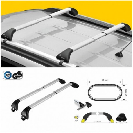 BARRE PORTATUTTO PORTAPACCHI ALLUMINIO NORDRIVE CON SERRATURA PER AUDI A3 SPORTBACK DAL 2004 AL 2019 CON RAILING