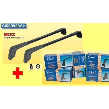 BARRE PORTATUTTO PORTAPACCHI GEV 5500 NERE MODELLO DISCOVERY 2 + KIT DI ADATTABILITA'