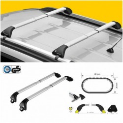 BARRE PORTATUTTO PORTAPACCHI ALLUMINIO NORDRIVE CON SERRATURA PER AUDI A3 SPORTBACK DAL 2004 AL 2019 CON RAILING